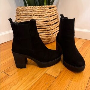 ASOS Black Suede Chunky Heel Chelsea Boots - Size 7